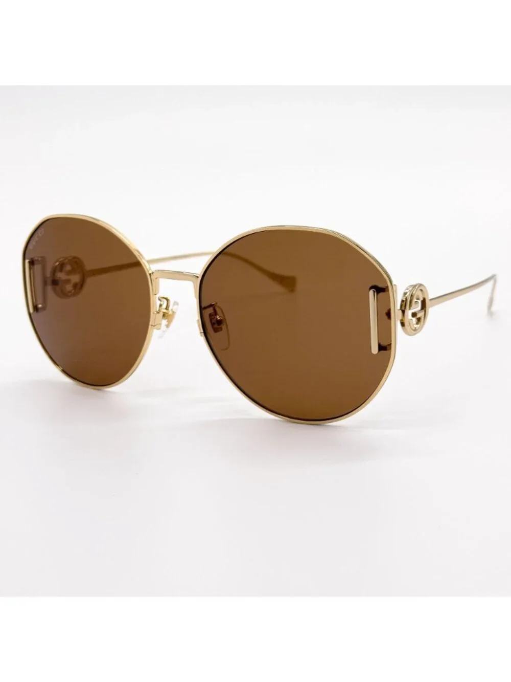 New Gucci Gold Brown Round Women Sunglasses GG1206SA 003